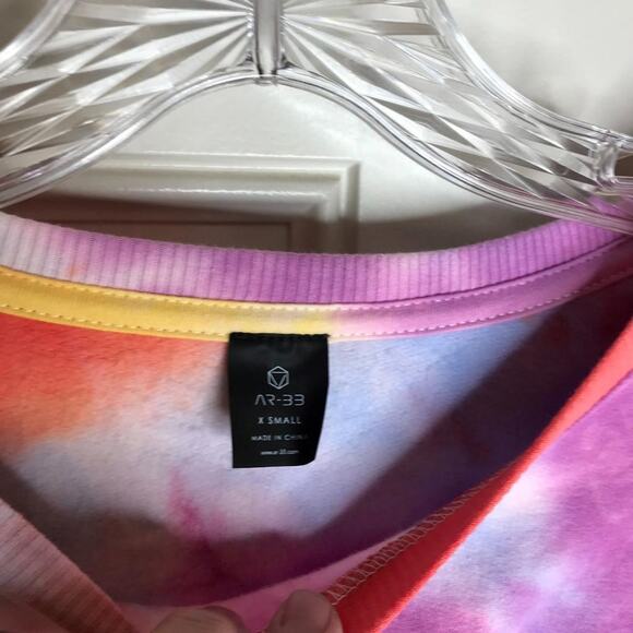 AR-33 Women's Fleece Sweatshirt/Sweat Shorts Set Multicolor Tie Dye NEW~ Size XS - Picture 6 of 8